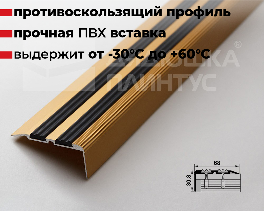 Порог угловой ПУ 07.2700.202л Золото