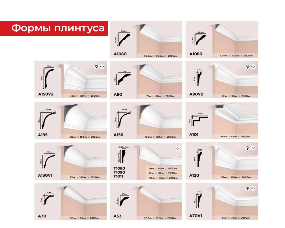 Карниз из полистирола высокой плотности HI WOOD L1902S 80мм х 27мм х 2,0м.