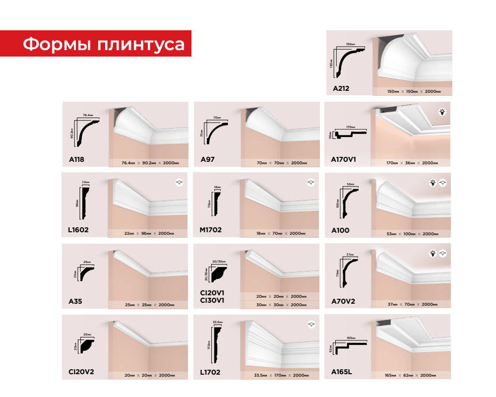 Карниз из полистирола высокой плотности HI WOOD L1902S 80мм х 27мм х 2,0м.