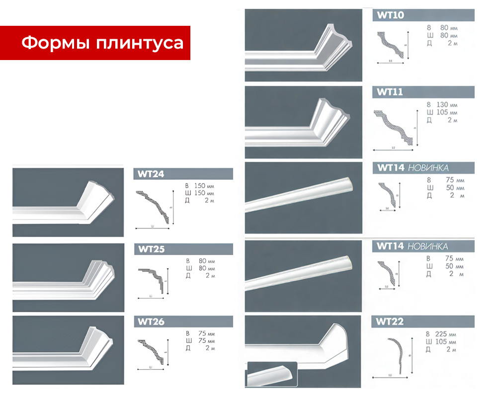 Карниз потолочный NMC WT3 80*110*2000 Белый под покраску
